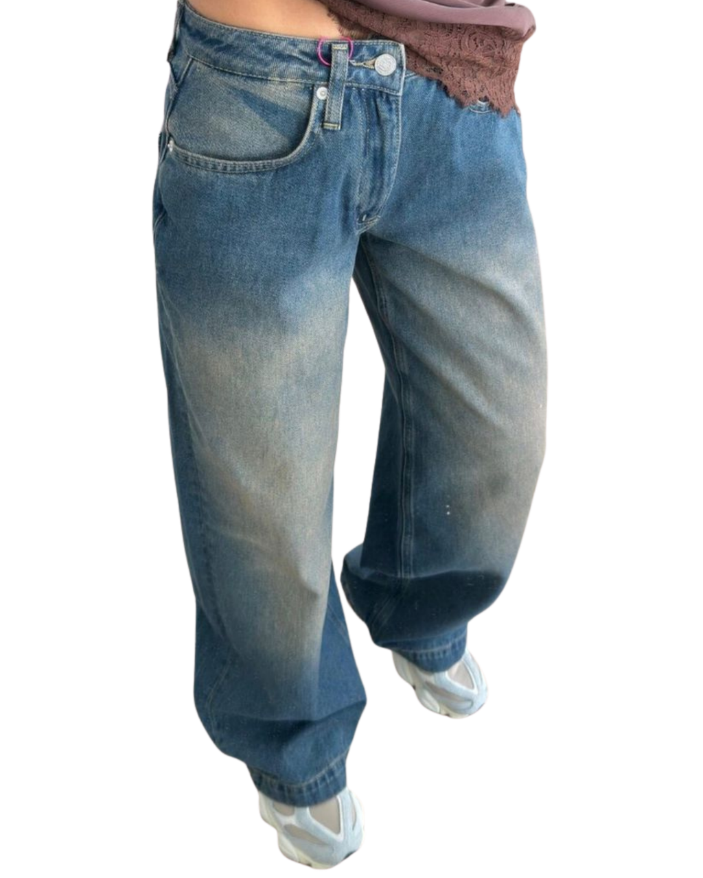 Τζιν Brandin Baggy με φθαρμένο μπλε τζιν