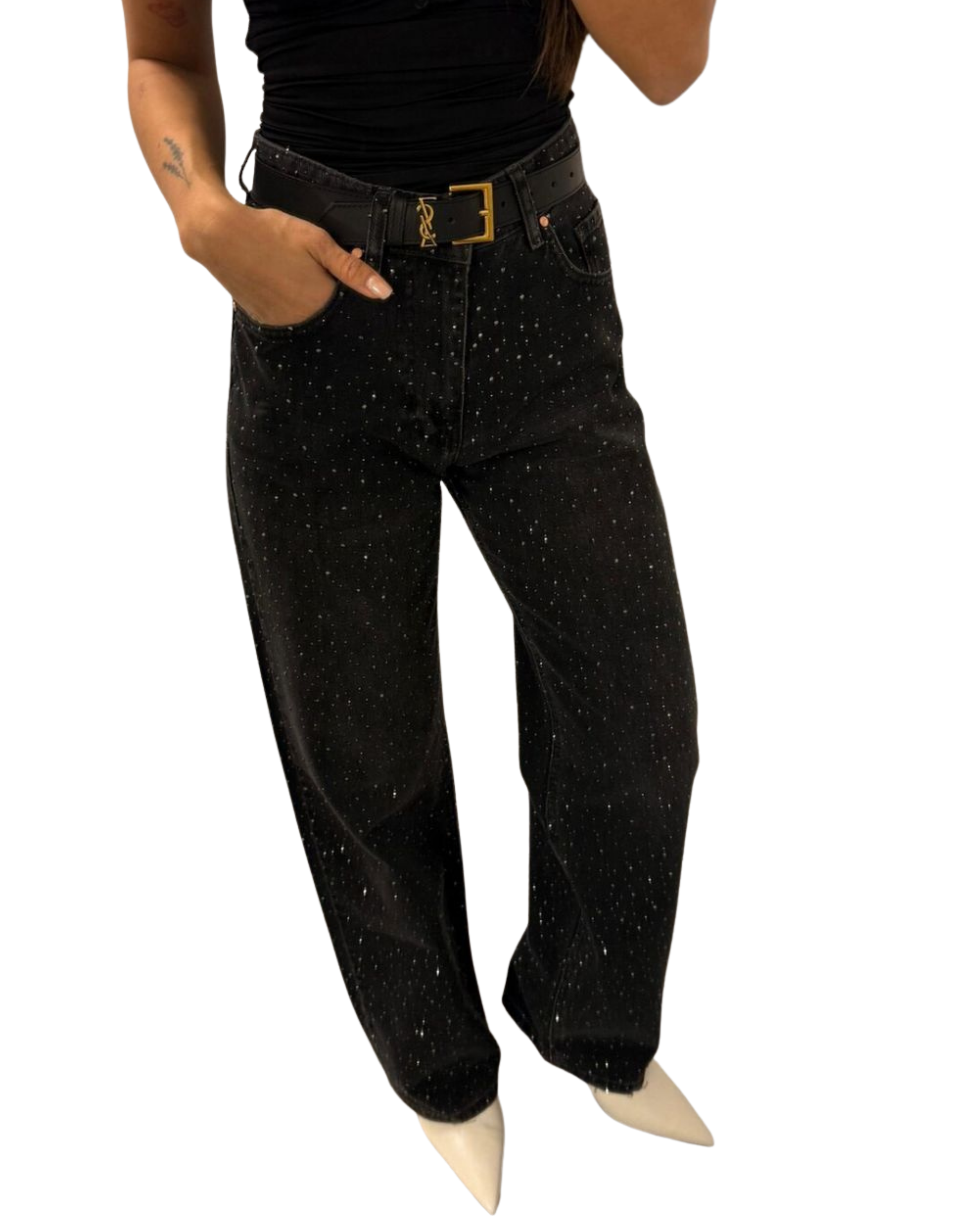 Τζιν με φαρδιά μπατζάκια που αστράφτουν