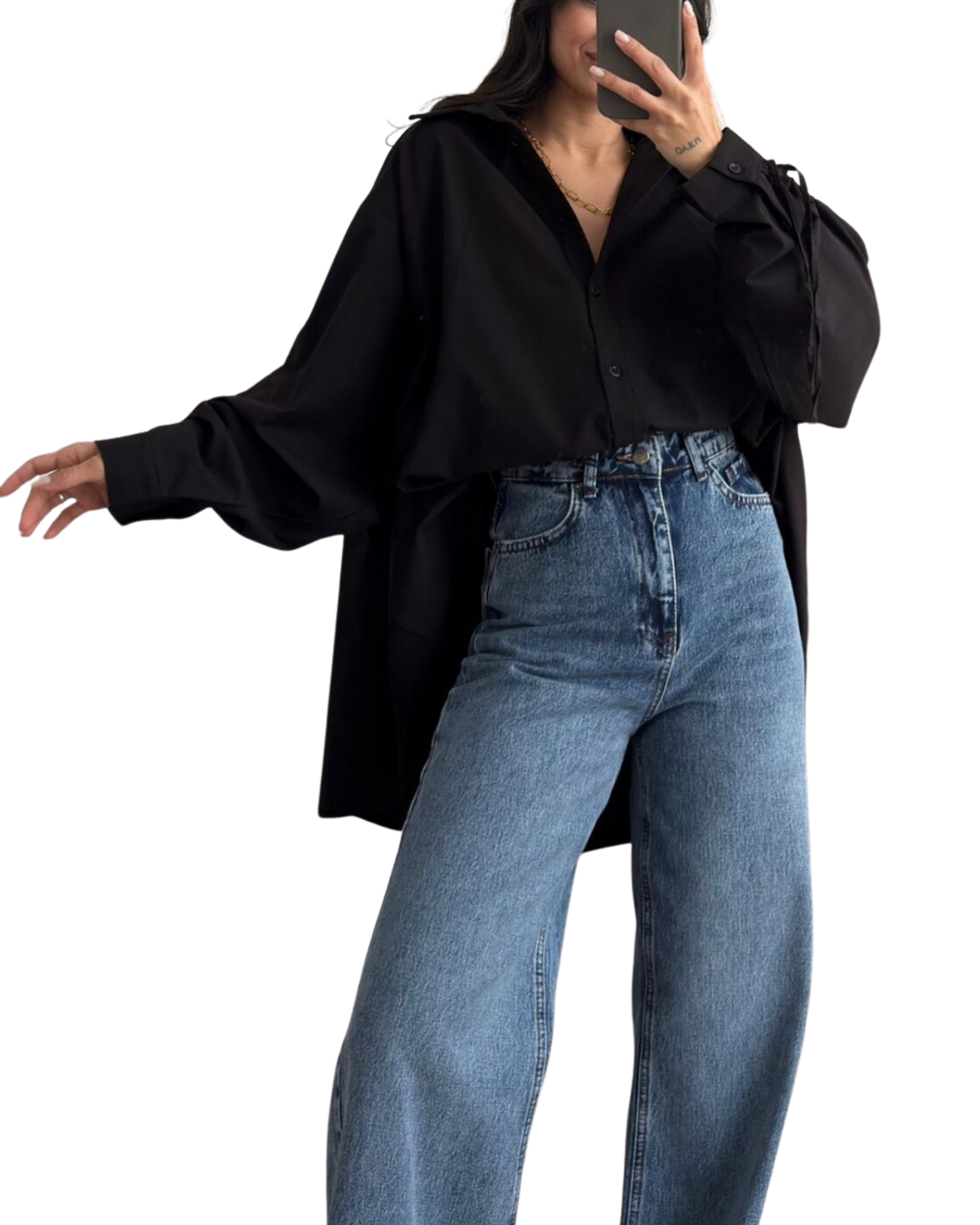 Πουκάμισο Oversize με Ρυθμιζόμενα Μανίκια