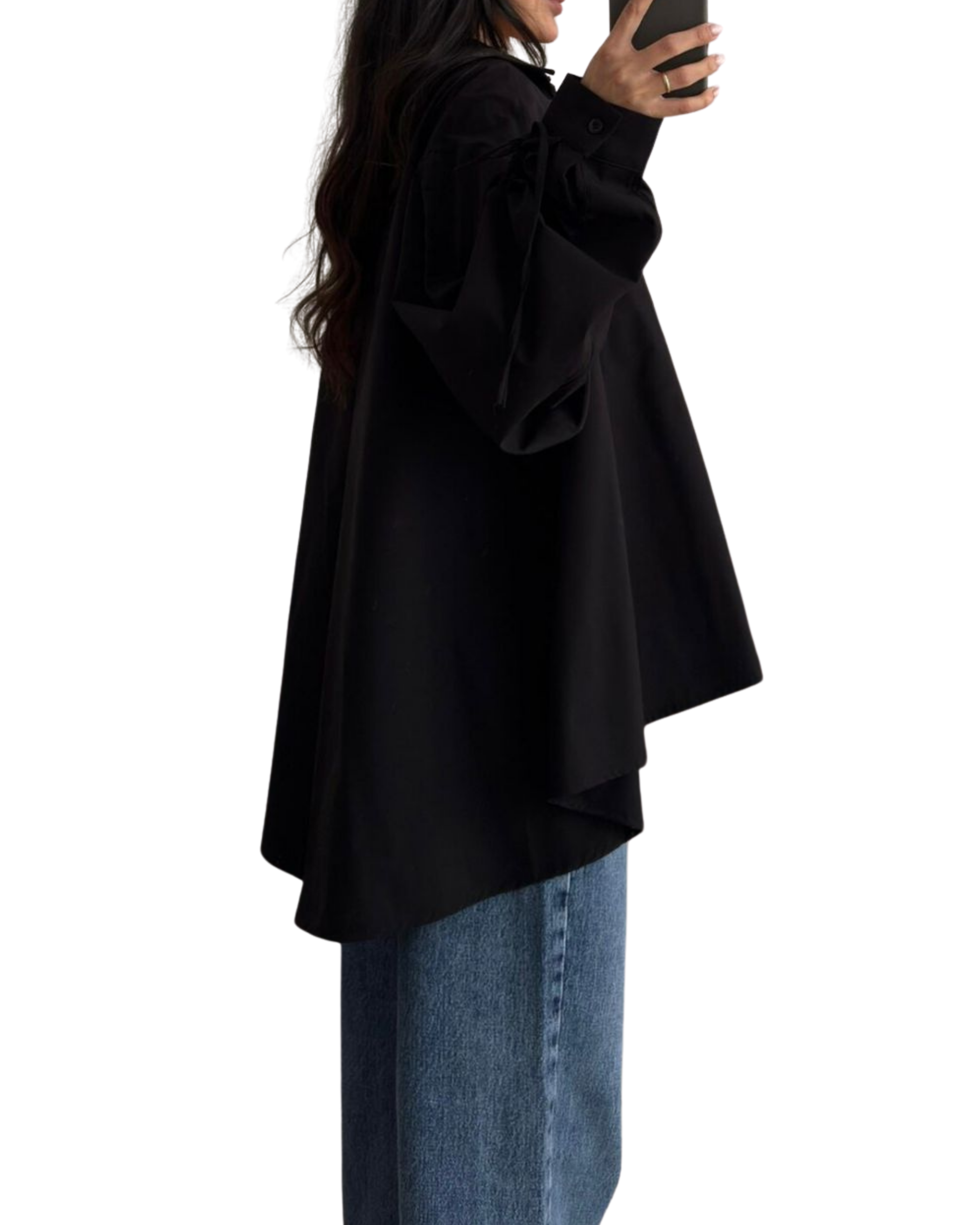 Πουκάμισο Oversize με Ρυθμιζόμενα Μανίκια
